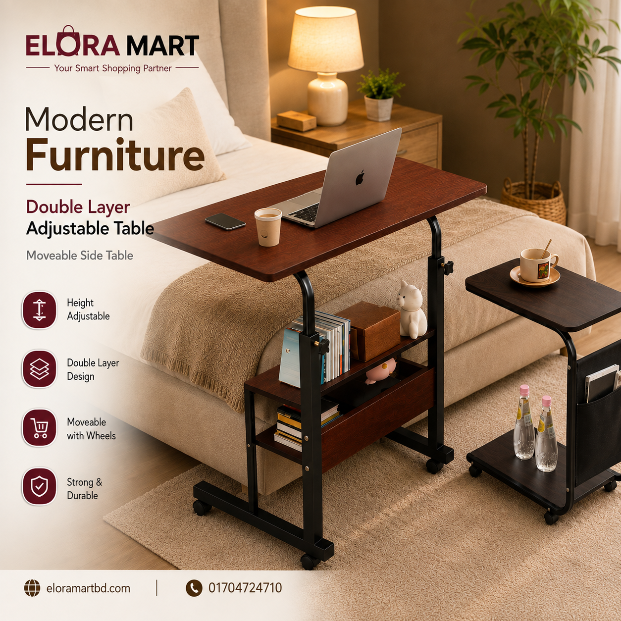 Double layer adjustable table